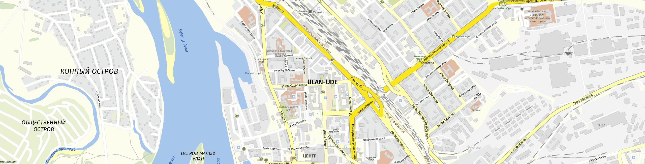 Stadtplan Ulan-Ude zum Downloaden.
