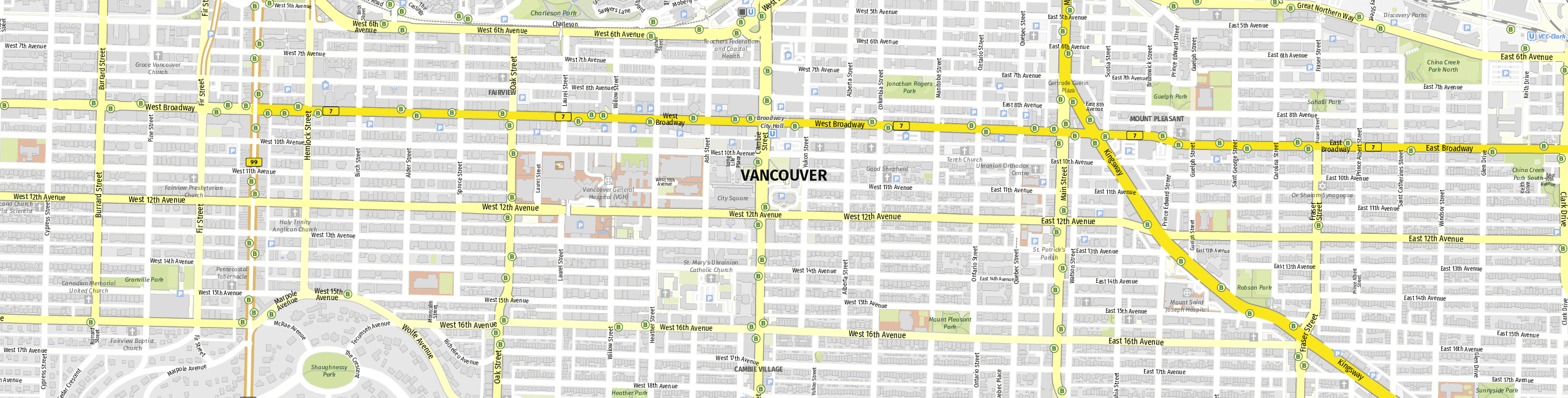 Stadtplan Vancouver zum Downloaden.