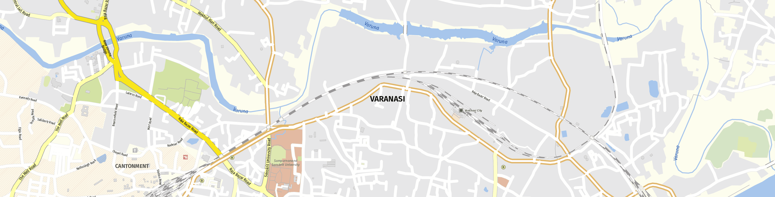 Stadtplan Varanasi zum Downloaden.