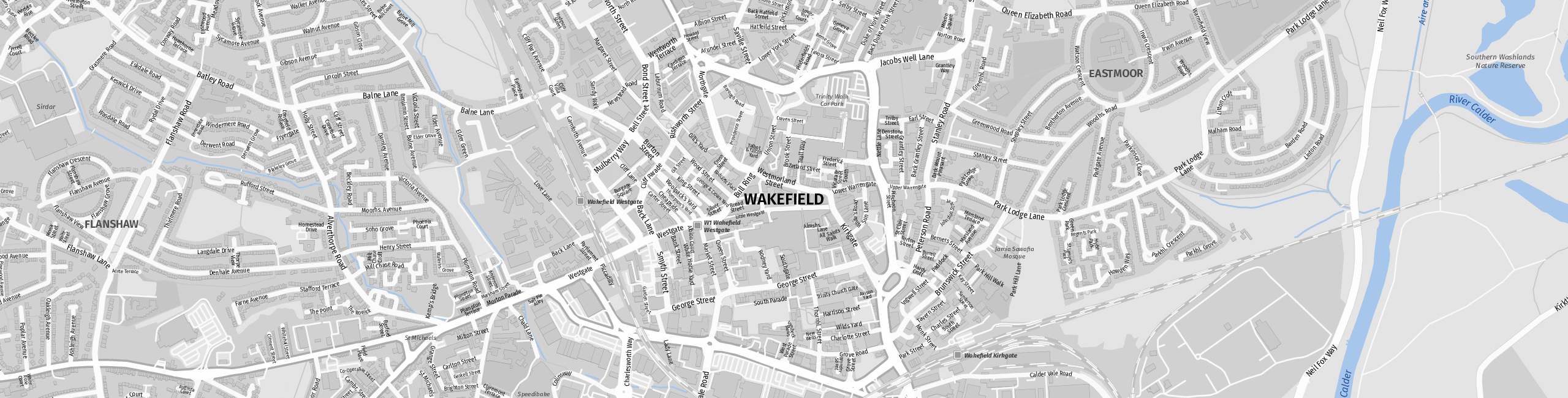 Stadtplan Wakefield zum Downloaden.