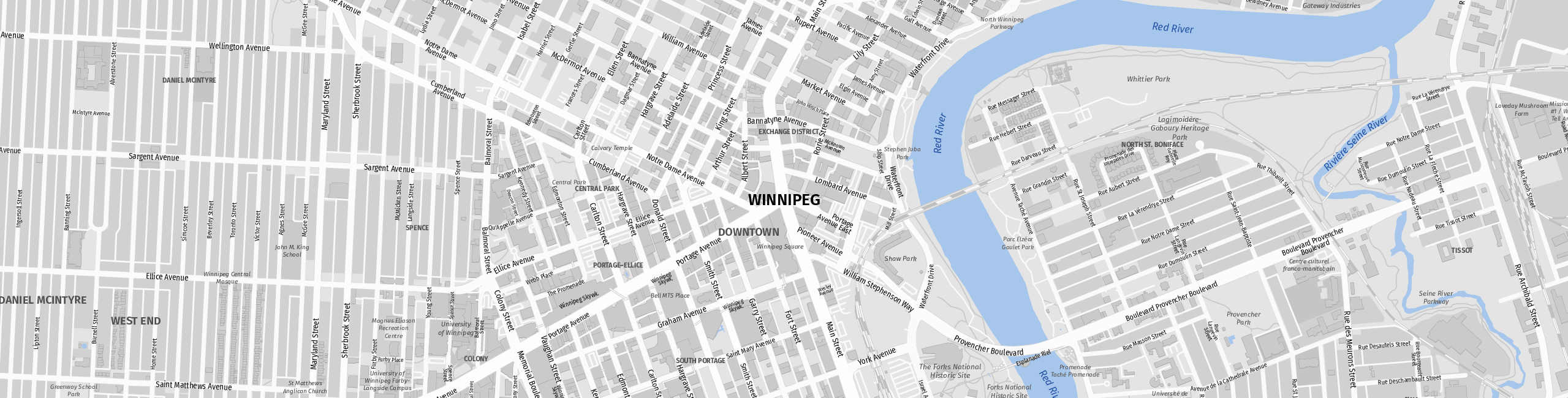 Stadtplan Winnipeg zum Downloaden.