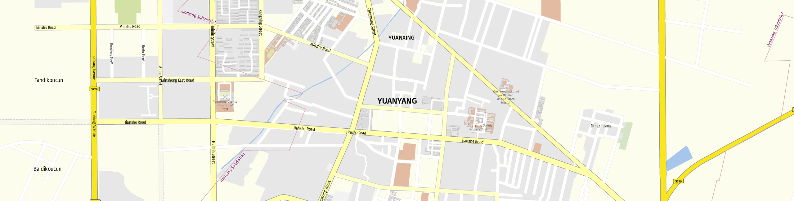 Stadtplan Yuanyang County zum Downloaden.