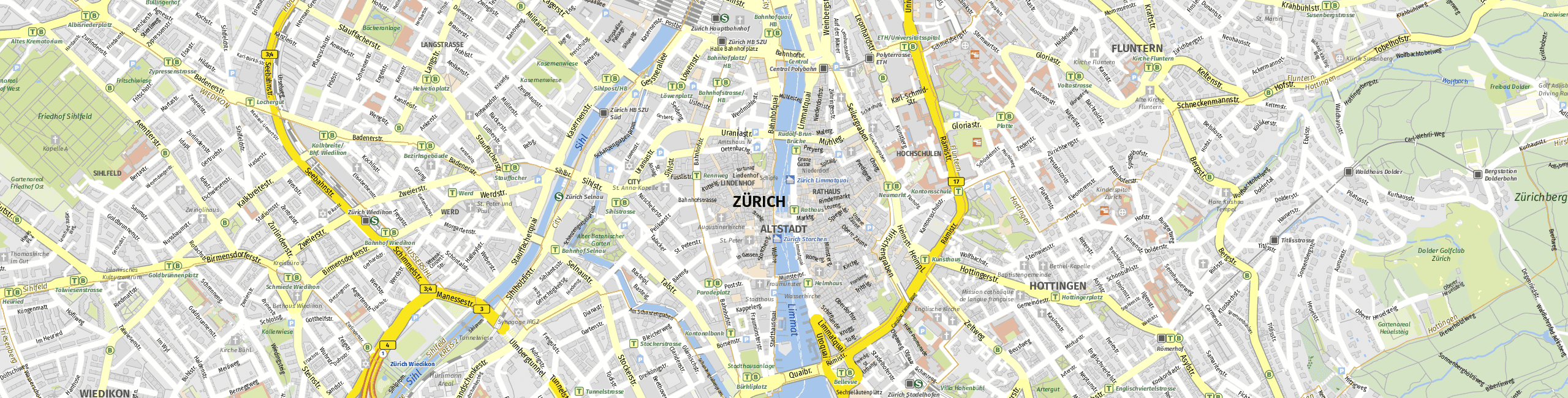 Stadtplan Zürich zum Downloaden.