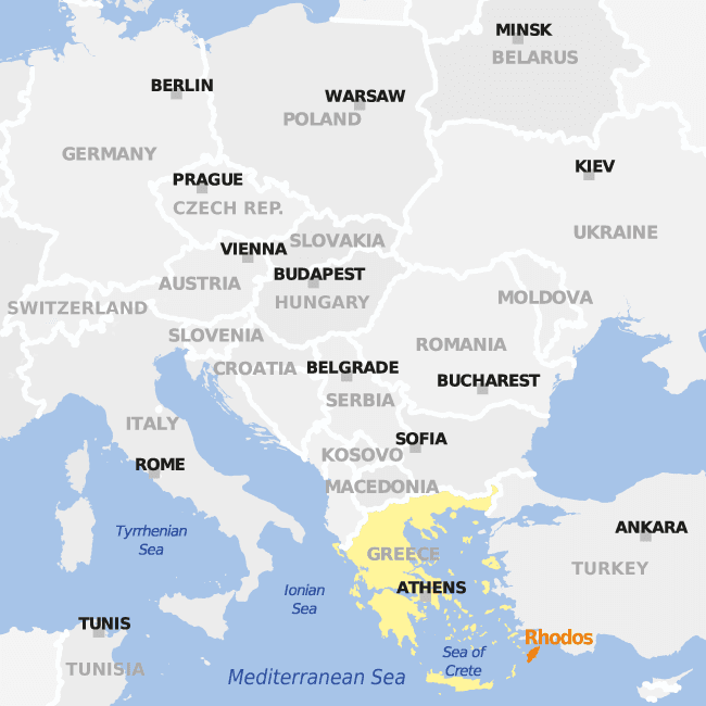 An example of country highlighting, using a map of Greece