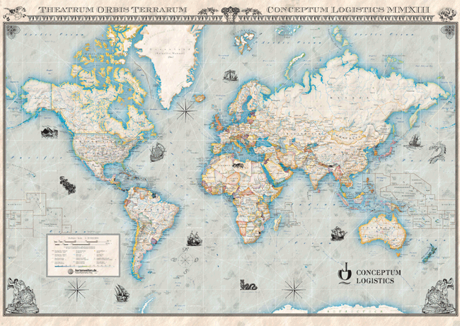 Historische Weltkarte als Sonderanfertigung